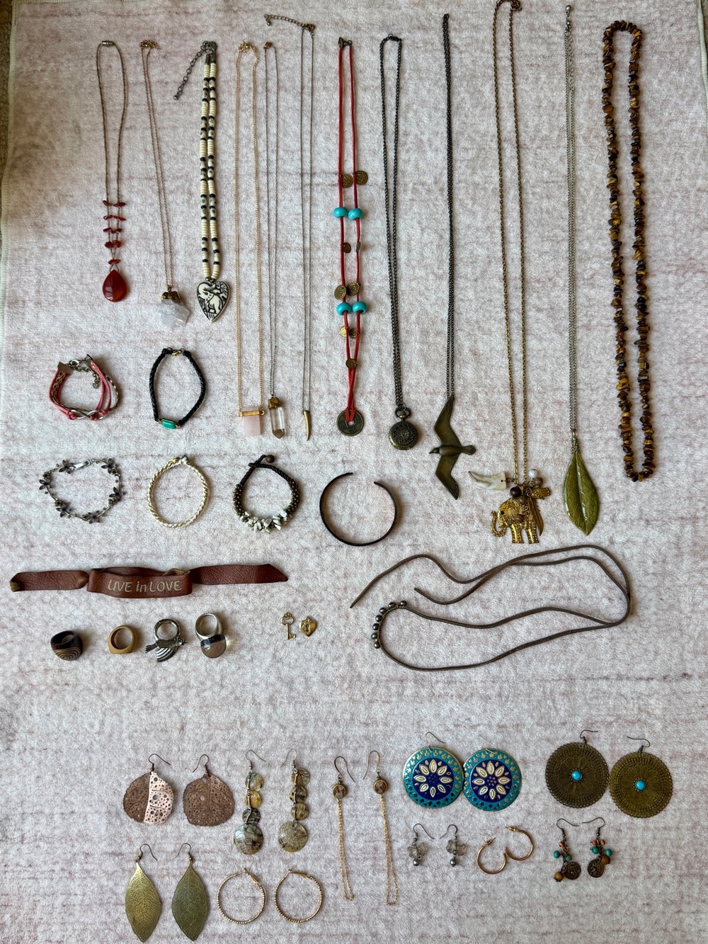 35 items of Mixed Jewelry Lot Good New Old Shiny Tarnished Parts
